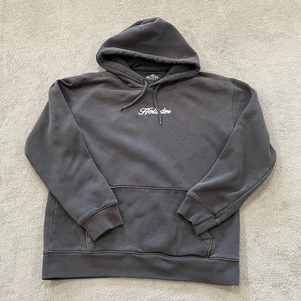Hollister Women’s Gray Pullover Hoodie Embroidered Logo Sweatshirt - Size M